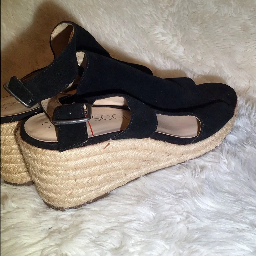 SOLE SOCIETY Camreigh black espadrilles/wedges size 11